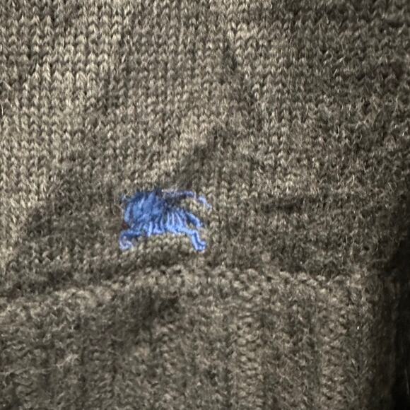 Burberry Black Label Wool Quarter Zip Sweater Plaid Panel Size Small - Picture 6 of 8